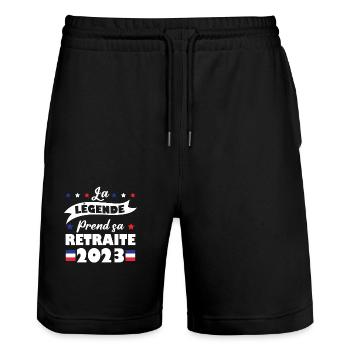 La Légende Prend Sa Retraite 2023 Humour Cadeau - Short de jogging bio TRAINER Stanley/Stella unisexe - noir - Devant - Nik (191cm) & Marisol (170cm)