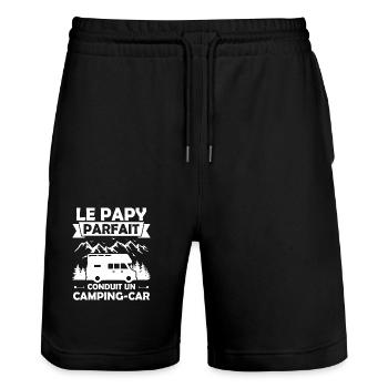 Le papy parfait conduit un camping car - Short de jogging bio TRAINER Stanley/Stella unisexe - noir - Devant - Nik (191cm) & Marisol (170cm)
