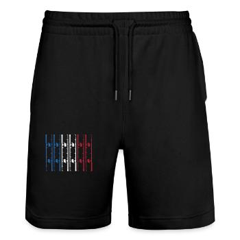 Canne à pêche avec drapeau français - Short de jogging bio TRAINER Stanley/Stella unisexe - noir - Devant - Nik (191cm) & Marisol (170cm)