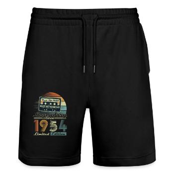 Legendary Since 1954 Vintage Birthday Gift - Stanley/Stella Trainer Unisex Organic Jogging Shorts - black - Front - Nik (191cm) & Marisol (170cm)