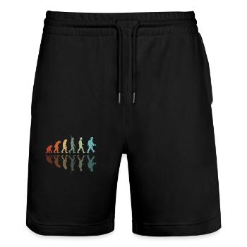 Feuerwehr Entwicklung - Stanley/Stella Unisex Bio Joggingshorts Trainer  - Schwarz - Vorne - Nik (191cm) & Marisol (170cm)