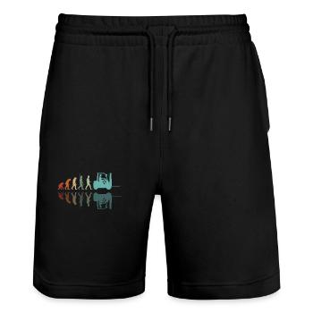 Evolution Forklift - Stanley/Stella Trainer Unisex Organic Jogging Shorts - black - Front - Nik (191cm) & Marisol (170cm)