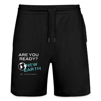 Are you ready?New Earth be prepared (positive) - Stanley/Stella Trainer Unisex Organic Jogging Shorts - black - Front - Nik (191cm) & Marisol (170cm)