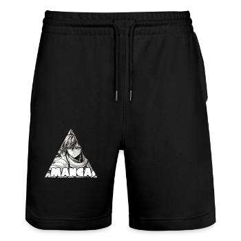 Manga - Stanley/Stella Unisex Bio Joggingshorts Trainer  - Schwarz - Vorne - Nik (191cm) & Marisol (170cm)
