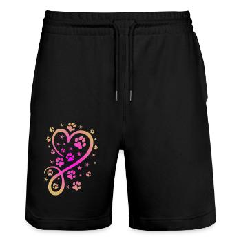 Herz mit Pfötchen und Sternen - Stanley/Stella Unisex Bio Joggingshorts Trainer  - Schwarz - Vorne - Nik (191cm) & Marisol (170cm)
