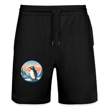 Pingouin - Short de jogging bio TRAINER Stanley/Stella unisexe - noir - Devant - Nik (191cm) & Marisol (170cm)