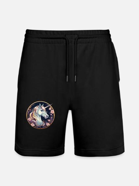 Einhorn - Stanley/Stella Unisex Bio Joggingshorts Trainer - Schwarz