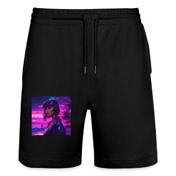 Beach Girl Neo Vintage - Short de jogging bio TRAINER Stanley/Stella unisexe - noir - Devant - Nik (191cm) & Marisol (170cm)