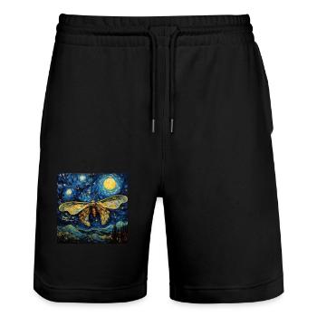 Moth, Van Gogh, Starry Night, Animal - Stanley/Stella Trainer Unisex Organic Jogging Shorts - black - Front - Nik (191cm) & Marisol (170cm)