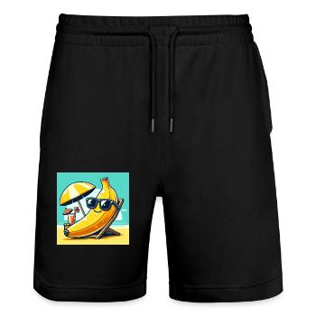 Détendu comme une banane sur la plage ! Se détendre - Short de jogging bio TRAINER Stanley/Stella unisexe - noir - Devant - Nik (191cm) & Marisol (170cm)