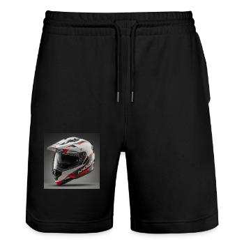 Sportliche Helme für Motorrad-Enthusiasten - Stanley/Stella Unisex Bio Joggingshorts Trainer  - Schwarz - Vorne - Nik (191cm) & Marisol (170cm)