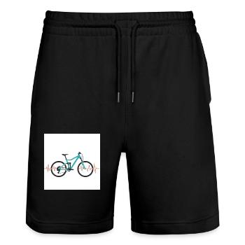 In the rhythm of the mountains: mountain biking & heartbeat - Stanley/Stella Trainer Unisex Organic Jogging Shorts - black - Front - Nik (191cm) & Marisol (170cm)
