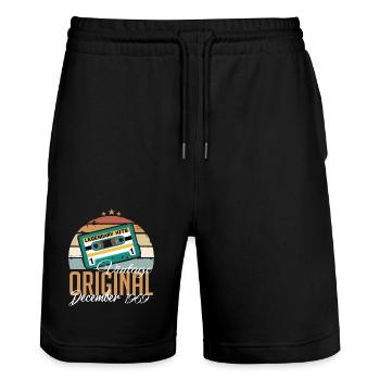 Dezember 1969 - Legenden Wurden 1969 Geboren - Stanley/Stella Unisex Bio Joggingshorts Trainer  - Schwarz - Vorne - Nik (191cm) & Marisol (170cm)
