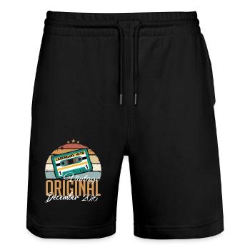 Dezember 2016 - Legenden Wurden 2016 Geboren - Stanley/Stella Unisex Bio Joggingshorts Trainer  - Schwarz - Vorne - Nik (191cm) & Marisol (170cm)