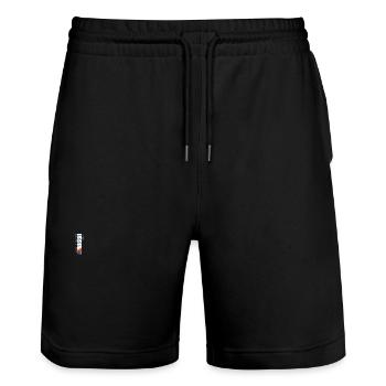Drôle de voyage dans le temps anniversaire Design août 1991 - Short de jogging bio TRAINER Stanley/Stella unisexe - noir - Devant - Nik (191cm) & Marisol (170cm)