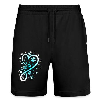 Herz mit Pfötchen und Sternen - Stanley/Stella Unisex Bio Joggingshorts Trainer  - Schwarz - Vorne - Nik (191cm) & Marisol (170cm)