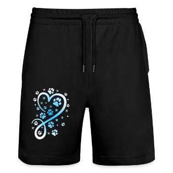 Herz mit Pfötchen und Sternen - Stanley/Stella Unisex Bio Joggingshorts Trainer  - Schwarz - Vorne - Nik (191cm) & Marisol (170cm)