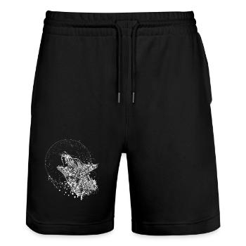howling wolf in the night - Stanley/Stella Trainer Unisex Organic Jogging Shorts - black - Front - Nik (191cm) & Marisol (170cm)