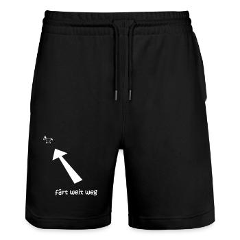 far away, dyes, funny horse T-shirt - Stanley/Stella Trainer Unisex Organic Jogging Shorts - black - Front - Nik (191cm) & Marisol (170cm)