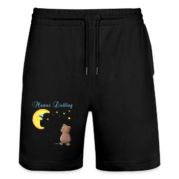 Mamas Liebling - Stanley/Stella Unisex Bio Joggingshorts Trainer  - Schwarz - Vorne - Nik (191cm) & Marisol (170cm)