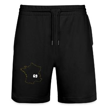 Lyon 69 Souvenir 69 France Frankreich - Stanley/Stella Unisex Bio Joggingshorts Trainer  - Schwarz - Vorne - Nik (191cm) & Marisol (170cm)