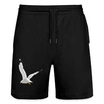 Möwe im Flug - Stanley/Stella Unisex Bio Joggingshorts Trainer  - Schwarz - Vorne - Nik (191cm) & Marisol (170cm)