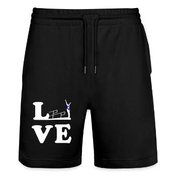 Diving Diving Diving LOVE - Stanley/Stella Trainer Unisex Organic Jogging Shorts - black - Front - Nik (191cm) & Marisol (170cm)