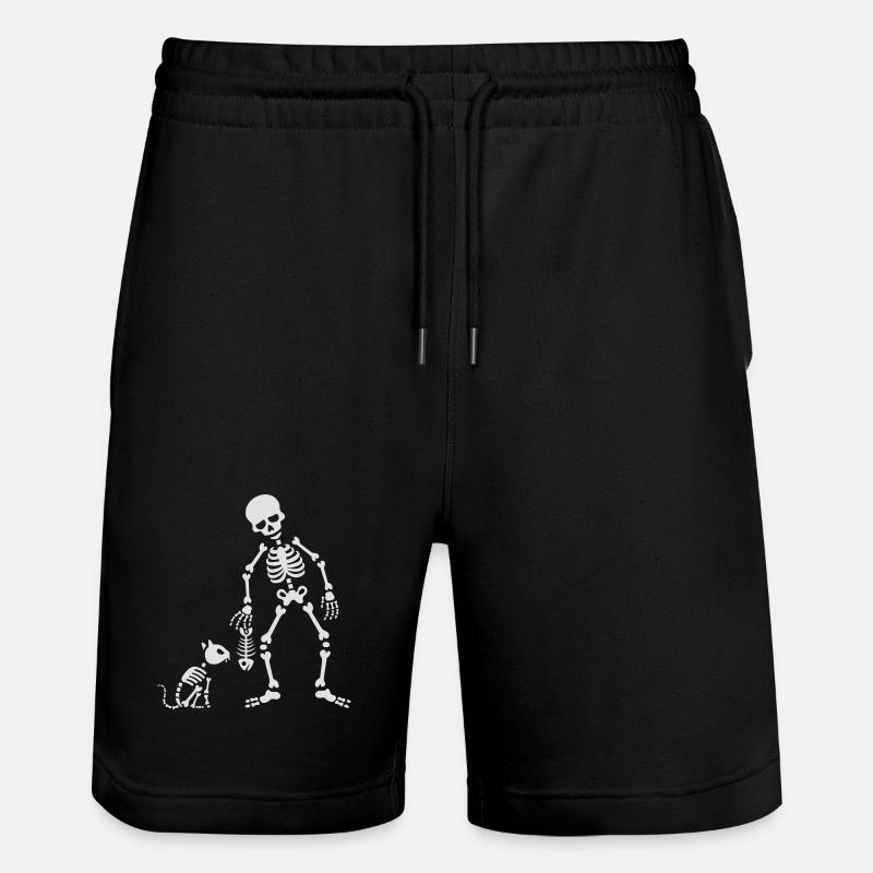 Cat likes fish bone skeleton - Stanley/Stella Trainer Unisex Organic Jogging Shorts - black