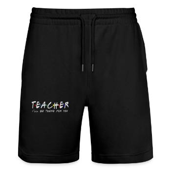 Teacher Ill be There for You Quarantine t Shirt So - Stanley/Stella Trainer Unisex Organic Jogging Shorts - black - Front - Nik (191cm) & Marisol (170cm)