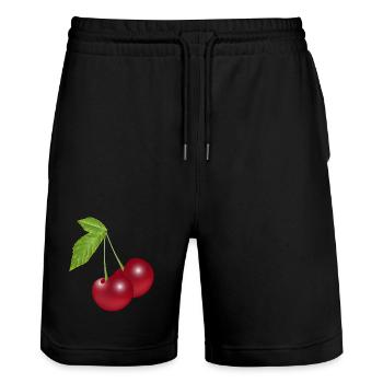belles cerises rouges foncées croquantes - Short de jogging bio TRAINER Stanley/Stella unisexe - noir - Devant - Nik (191cm) & Marisol (170cm)