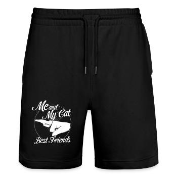 me and my cat best friend mich und meine Katze - Stanley/Stella Unisex Bio Joggingshorts Trainer  - Schwarz - Vorne - Nik (191cm) & Marisol (170cm)