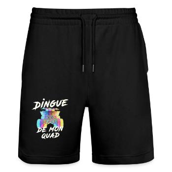 Quad: Crazy quad T-shirt, multi-coloured quad - Stanley/Stella Trainer Unisex Organic Jogging Shorts - black - Front - Nik (191cm) & Marisol (170cm)