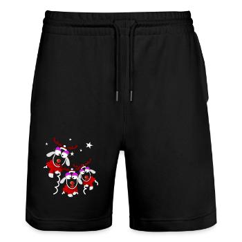Reindeer Ladies Noël - Short de jogging bio TRAINER Stanley/Stella unisexe - noir - Devant - Nik (191cm) & Marisol (170cm)