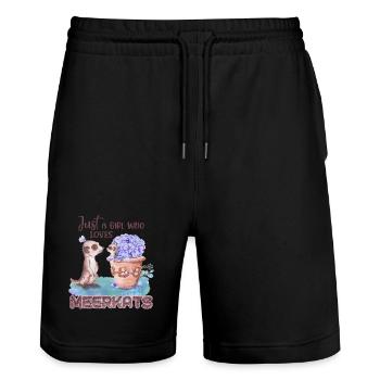 Juste une fille qui aime les suricates | Suricate - Short de jogging bio TRAINER Stanley/Stella unisexe - noir - Devant - Nik (191cm) & Marisol (170cm)
