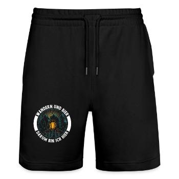 Wandern Und Bier Darum Bin Ich Hier - Stanley/Stella Unisex Bio Joggingshorts Trainer  - Schwarz - Vorne - Nik (191cm) & Marisol (170cm)