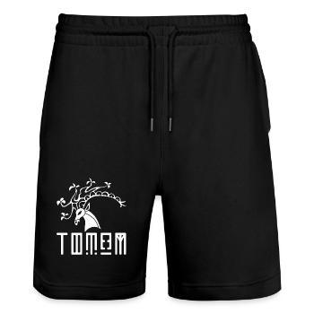 Cerf blanc animal totem - Short de jogging bio TRAINER Stanley/Stella unisexe - noir - Devant - Nik (191cm) & Marisol (170cm)