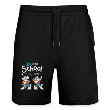 École débutants - Short de jogging bio TRAINER Stanley/Stella unisexe - noir - Devant - Nik (191cm) & Marisol (170cm)