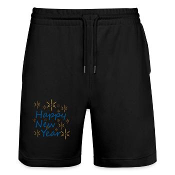 New Year's Eve: Stars and Happiness - Stanley/Stella Trainer Unisex Organic Jogging Shorts - black - Front - Nik (191cm) & Marisol (170cm)