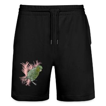 Kakapo mit Palmwedel Vignette - Stanley/Stella Unisex Bio Joggingshorts Trainer  - Schwarz - Vorne - Nik (191cm) & Marisol (170cm)