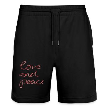 Love and Peace - Stanley/Stella Unisex Bio Joggingshorts Trainer  - Schwarz - Vorne - Nik (191cm) & Marisol (170cm)