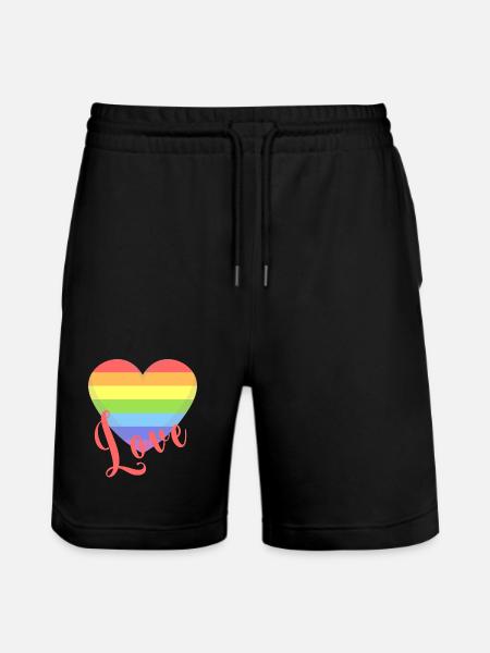 t-skjorte elsker gay lgbt hjerte lgbtqia+ gaveide - Stanley/Stella Trainer økologisk unisex-løpeshorts - svart