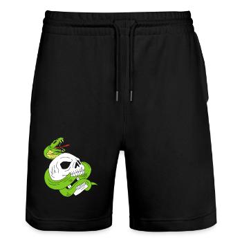 The skull and the snake - Stanley/Stella Trainer Unisex Organic Jogging Shorts - black - Front - Nik (191cm) & Marisol (170cm)
