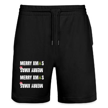 Joyeux Noël Noël tenue Hohoho hiver - Short de jogging bio TRAINER Stanley/Stella unisexe - noir - Devant - Nik (191cm) & Marisol (170cm)