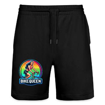 Badge arc-en-ciel Bike Queen - Short de jogging bio TRAINER Stanley/Stella unisexe - noir - Devant - Nik (191cm) & Marisol (170cm)