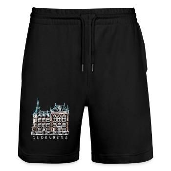 Oldenburg, Altstadt, Deutschland Zeichnung - Stanley/Stella Unisex Bio Joggingshorts Trainer  - Schwarz - Vorne - Nik (191cm) & Marisol (170cm)