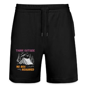 Camping, Hiking, Forest - Think Outside - Stanley/Stella Trainer Unisex Organic Jogging Shorts - black - Front - Nik (191cm) & Marisol (170cm)