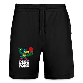 Ping Pong Champion Design Tennis de table et - Short de jogging bio TRAINER Stanley/Stella unisexe - noir - Devant - Nik (191cm) & Marisol (170cm)