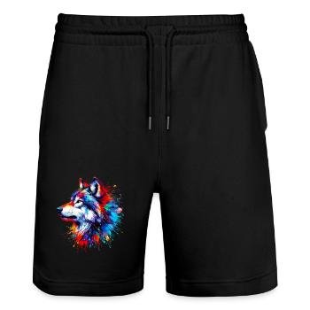 Loup - Short de jogging bio TRAINER Stanley/Stella unisexe - noir - Devant - Nik (191cm) & Marisol (170cm)