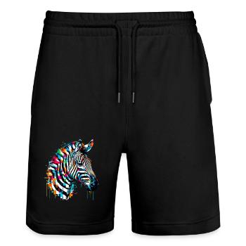 Zèbre - Short de jogging bio TRAINER Stanley/Stella unisexe - noir - Devant - Nik (191cm) & Marisol (170cm)