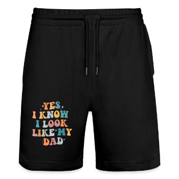 yes i know i look like my dad Cool Daughter Saying - Stanley/Stella Unisex Bio Joggingshorts Trainer  - Schwarz - Vorne - Nik (191cm) & Marisol (170cm)